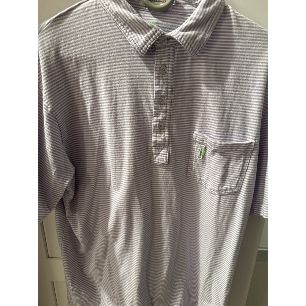 Vineyard Vines Cotton Golf Polo Lavendar And White- Chicago‎ Golf Coure Emblem